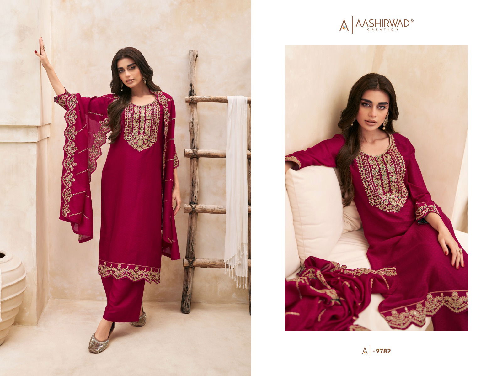 Gulkand Swaraj By Aashirwad Designer Silk Salwar Kameez Catalog
